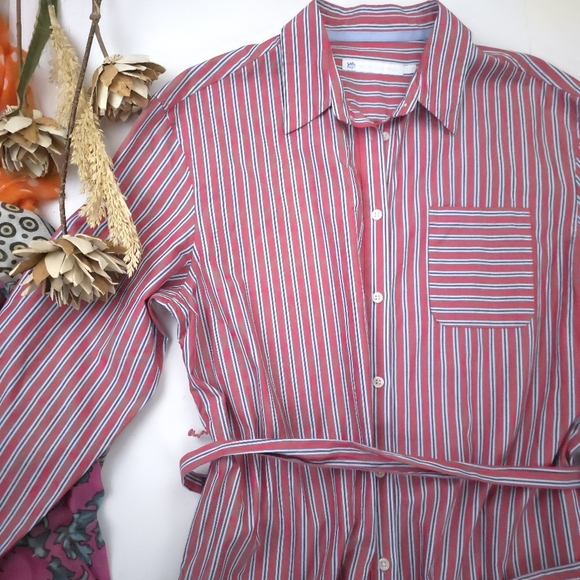 New Southern Tide Striped Red and White Womens Belted Pocketed Maxi Dress Sz S - Picture 3 of 15